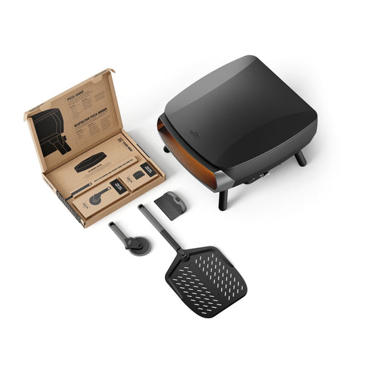 Witt Piccolo Rotante 13 inch pizza oven in black with toolbox 1