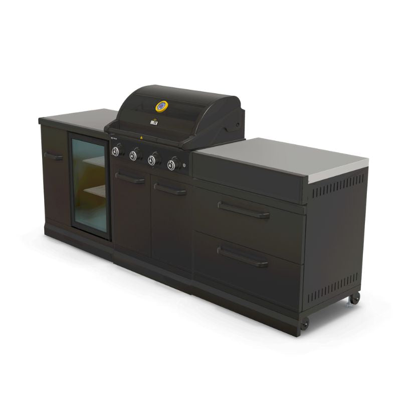 GRLLR Outdoor Kitchen G4S BBQ, fridge and storage, view 4