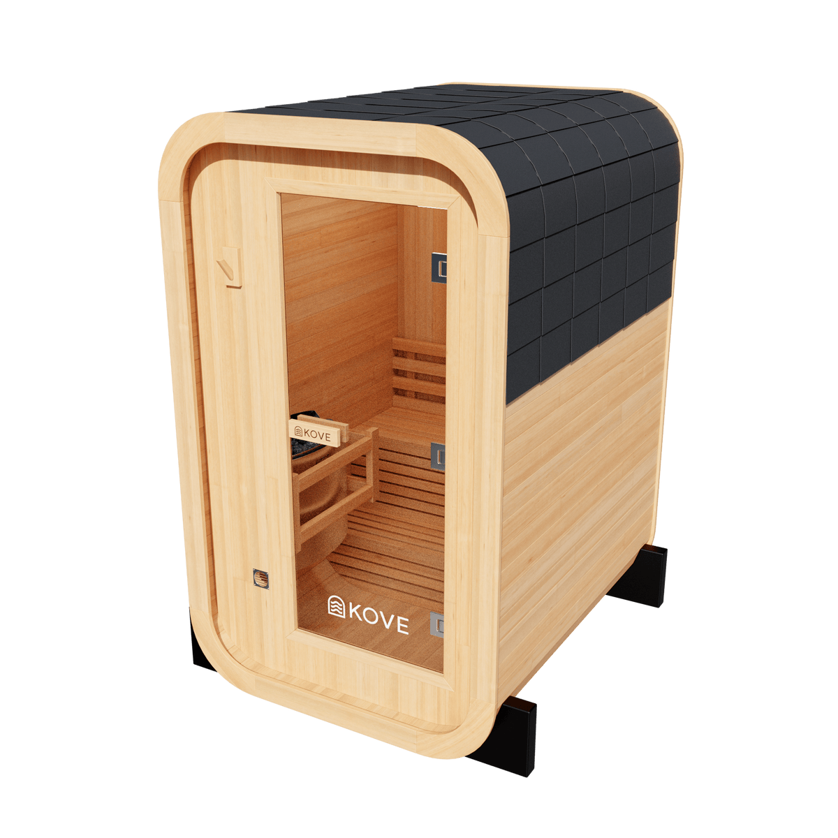 KOVE Compact Cube Sauna 1-2 Person Outdoor Sauna – Premium Spruce Wood, 4.5kW Harvia Heater, Modern Cube Design