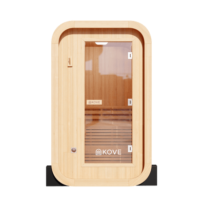 KOVE Compact Cube Sauna 1-2 Person Outdoor Sauna – Premium Spruce Wood, 4.5kW Harvia Heater, Modern Cube Design
