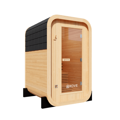 KOVE Compact Cube Sauna 1-2 Person Outdoor Sauna – Premium Spruce Wood, 4.5kW Harvia Heater, Modern Cube Design