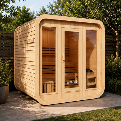 KOVE Cube Sauna, 3 to 4 Person, 6kW Harvia Heater