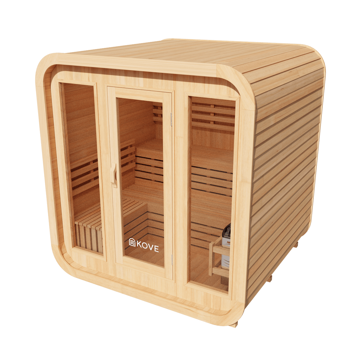 KOVE Cube Sauna, 3 to 4 Person, 6kW Harvia Heater