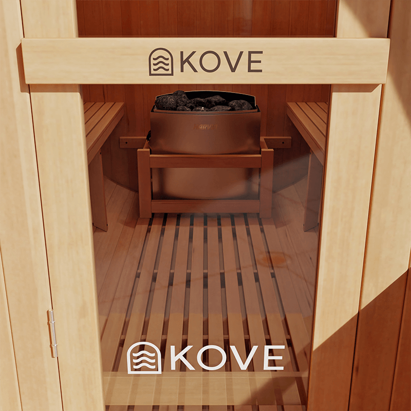 KOVE Barrel Sauna, 4 to 6 Person, 6kW Harvia Heater