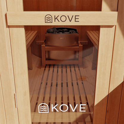 KOVE Barrel Sauna, 4 to 6 Person, 6kW Harvia Heater