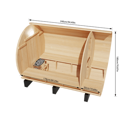 KOVE Barrel Sauna, 4 to 6 Person, 6kW Harvia Heater