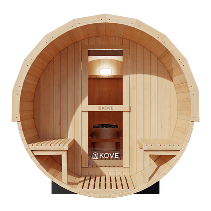 KOVE Barrel Sauna, 4 to 6 Person, 6kW Harvia Heater