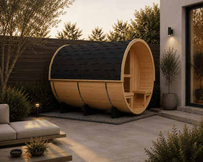 KOVE Barrel Sauna, 4 to 6 Person, 6kW Harvia Heater