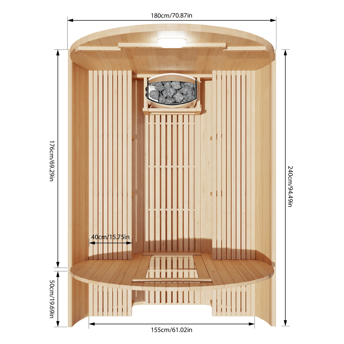 KOVE Barrel Sauna, 4 to 6 Person, 6kW Harvia Heater