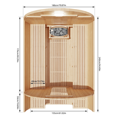 KOVE Barrel Sauna, 4 to 6 Person, 6kW Harvia Heater