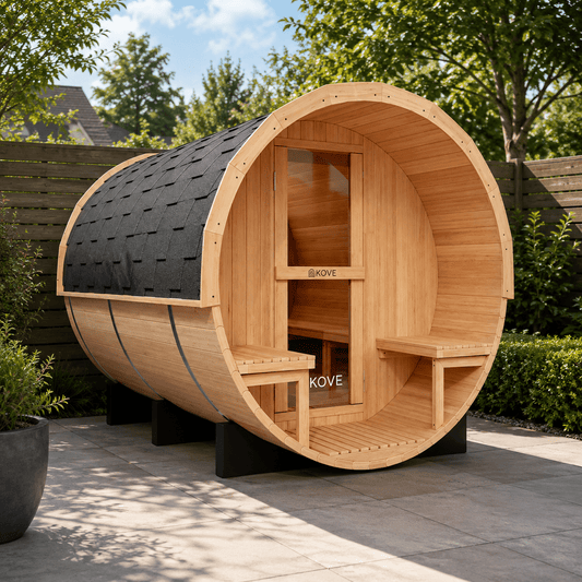 KOVE Barrel Sauna, 4 to 6 Person, 6kW Harvia Heater