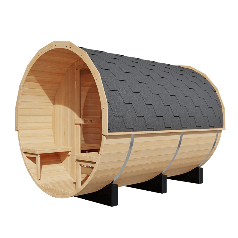 KOVE Barrel Sauna, 4 to 6 Person, 6kW Harvia Heater