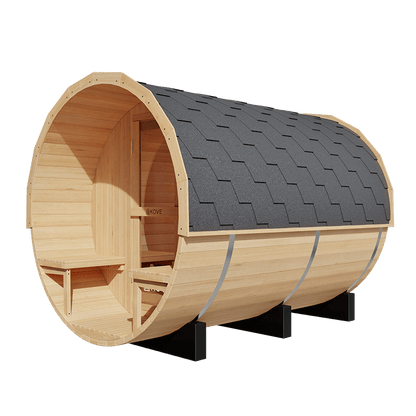 KOVE Barrel Sauna, 4 to 6 Person, 6kW Harvia Heater