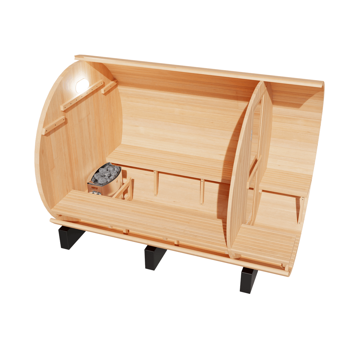 KOVE Barrel Sauna, 4 to 6 Person, 6kW Harvia Heater