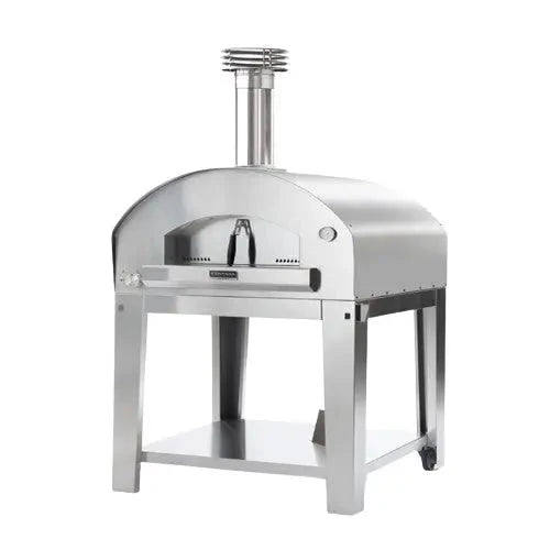 Fontana Marinara dual fuel pizza oven with trolley in stainless steel