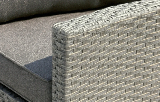 Stockholm Rattan Grey 4 Seater Garden Chaise Lounge & Armchair Set